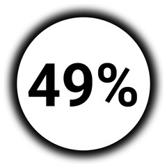 49% discount and  percent black and white round icon