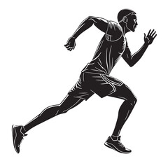 Black runner Silhouette Vector, High Quality Illustration on White Background