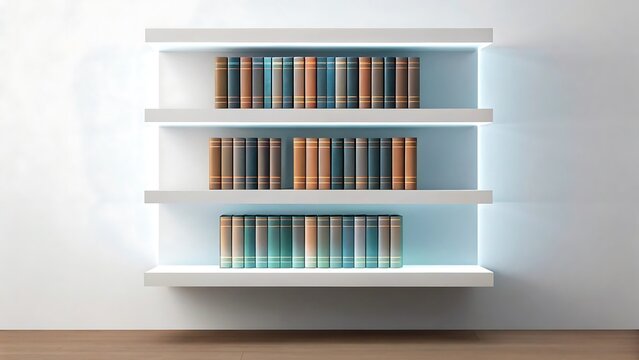bookshelf projecting holographic floating books
