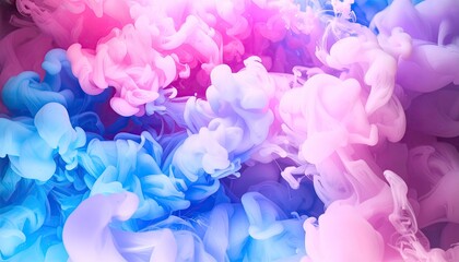 Obraz premium Abstract Deep Blue Violet Ink Swirls Forming Ethereal Clouds Against Bright Background