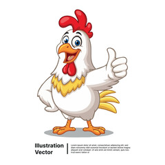 Funny cartoon chicken giving a thumbs up gesture in an illustration of approval and agreement