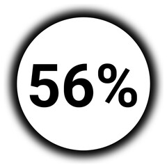 56% discount and  percent black and white round icon
