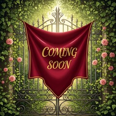 Coming Soon Announcement with Garden Gate.