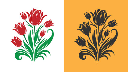 Tulip Flower. A stylish tulip flower pictogram and silhouette vector perfect for spring, floral, and decorative projects.