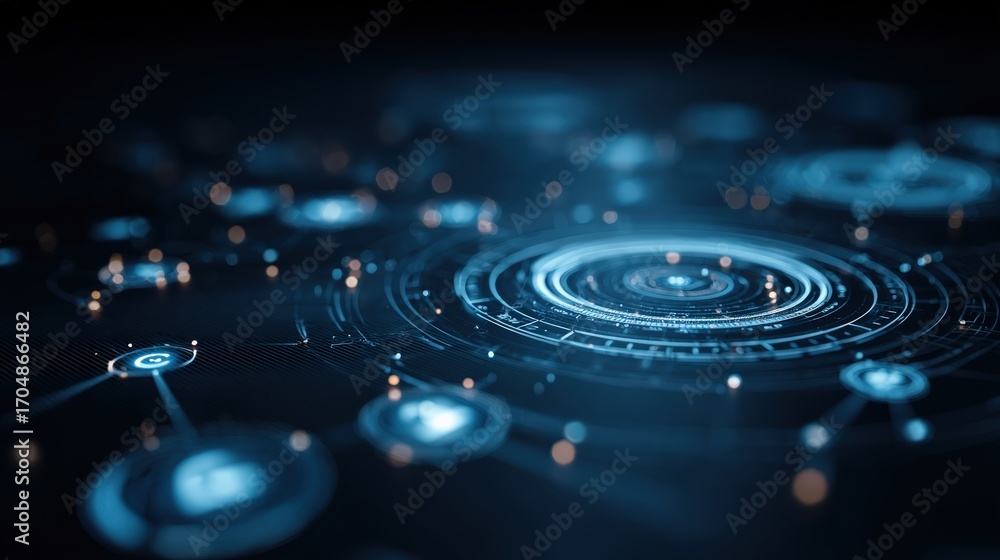 Fototapete digital realm visualization: a captivating digital rendering, showcasing an intricate network of ill