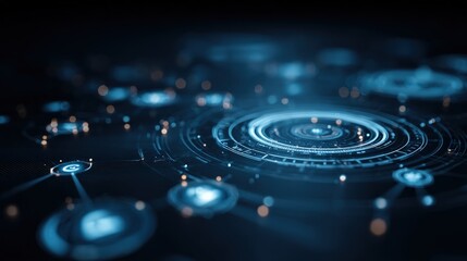 Digital Realm Visualization: A captivating digital rendering, showcasing an intricate network of illuminated nodes and connections. Generative Ai