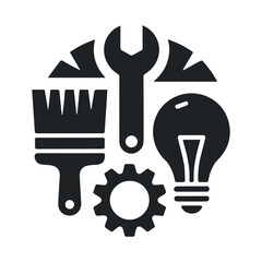 Tools icons set, silhouette, vector illustration.
