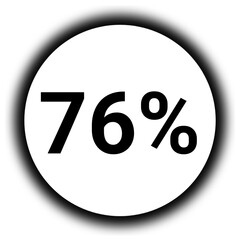 76% discount and  percent black and white round icon