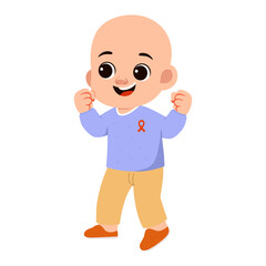 Cartoon Child with Red Ribbon Illustration