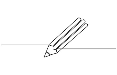 Continuous one line drawing of Stationery container with pencil and pens. Single line drawing illustration of Pencil holder. School equipment concept vector art. Doodle line illustration.