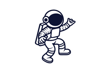 Line Art eps10 Astronaut character icon illustration. Science Technology Icon Concept Isolated Premium Vector. Flat Cartoon Style