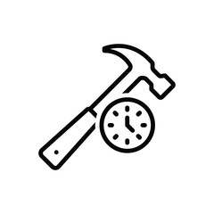 Black line icon for hammer time