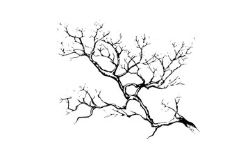 a black and white drawing of a bare tree with no leavesbranch, drawing, ink, tree, tree branch 