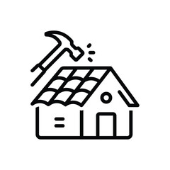 Black line icon for roofing