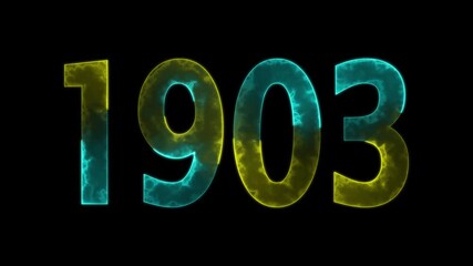 1903 neon line text animation. 1903 year text effect with neon glow. colorful 1903 typography effect. concept of counting years. past year technology concept.