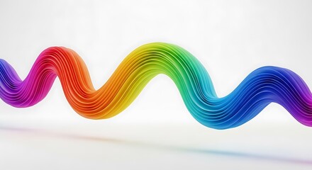 Fototapeta premium Dynamic Abstract Rainbow Colored Twisted and Spiraling Graphic Shape on White Background