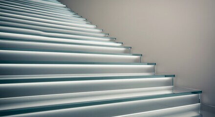 Obraz premium A glowing staircase made of glass steps, symbol of clarity.