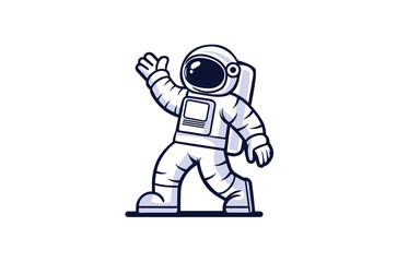 Astronaut character icon illustration. Science Technology Icon Concept Isolated Premium Vector. Flat Cartoon Style
