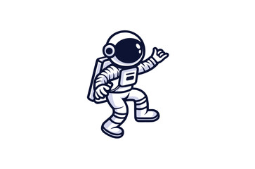 Astronaut character icon illustration. Science Technology Icon Concept Isolated Premium Vector. Flat Cartoon Style