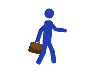 Simple 3D illustration of a person holding a briefcase. Transparent background. PNG format.
