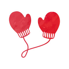 Hand-drawn vector illustration of red gloves isolated on background.