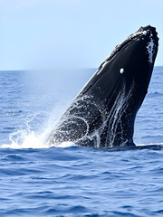 Naklejka premium Humpback Whale Breaching in Ocean with Splash