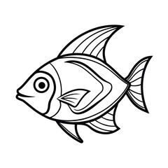 abstract fish head line art on white background