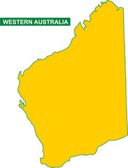 Obraz premium Solid map of Western Australia state of Australia with green outline