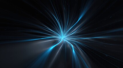 Banner-style abstract background with neon-blue financial flows converging into a bright core, suitable for fintech marketing â€“ar 16:9 â€“p â€“c 30 â€“q 4 â€“no text