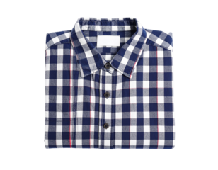 Folded Flannel Shirt, Checkered Pattern, Isolated on Transparent Background, Top View