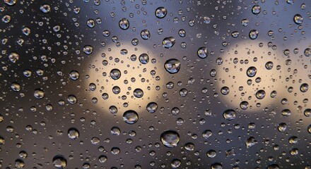 Raindrops on Dark Surface Reflecting Light Abstract Texture.