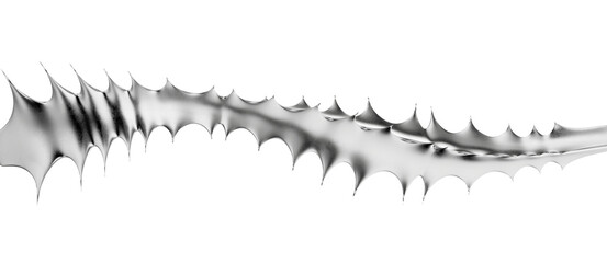 A beautiful 3D render of an abstract metal thorn. Its fluid, wavy form and sharp spikes create a modern, elegant design element.