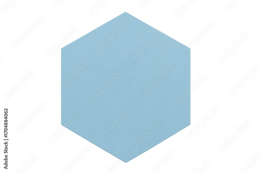 Poster light blue hexagonal icon featuring transparent background, representing minimalist design and conte