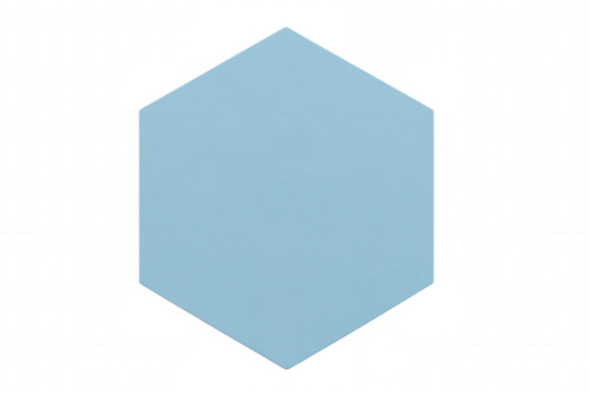 Light blue hexagonal icon featuring transparent background, representing minimalist design and contemporary visual communication