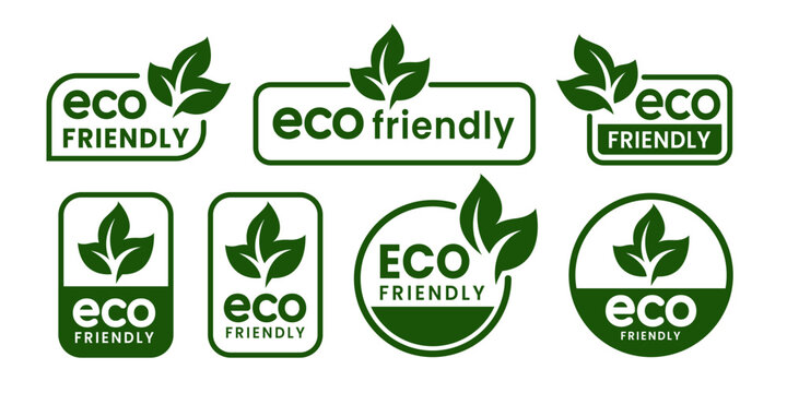 Set of eco friendly icons. Ecologic food stamps. Organic natural food labels.