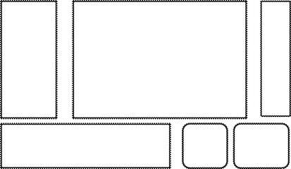 Five rectangular and rounded frames with a wavy border pattern rectangle