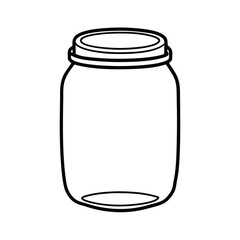 empty mason jar outline on white background