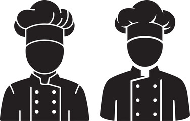 Two chefs in uniform silhouette