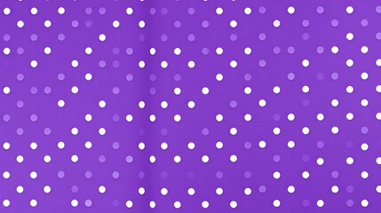 Dark violet background from wrapping paper with white polka dot pattern. Texture of purple dotted paper backdrop