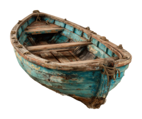 Weathered fishing boat coastal shore still life natural isolated on transparent background