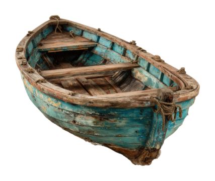 Weathered fishing boat coastal shore still life natural isolated on transparent background
