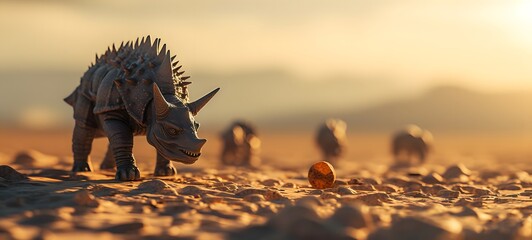 Tiny figures from life Triceratops,generative AI