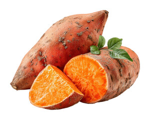 Harvesting sweet potatoes in a farm fresh produce natural isolated on transparent background