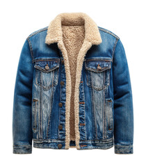 Denim jacket styled for winter fashion urban product isolated on transparent background