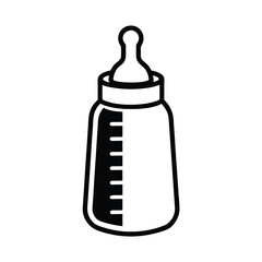 silhouette vector of baby milk bottle with measure