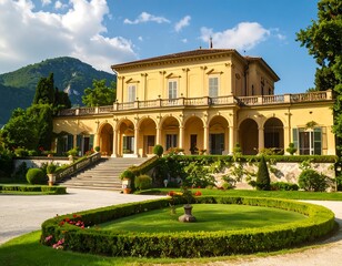 Obraz premium Elegant Italian villa with manicured gardens