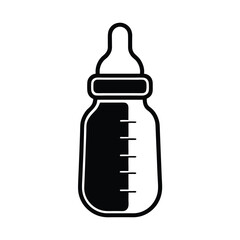 silhouette vector of baby milk bottle with measure