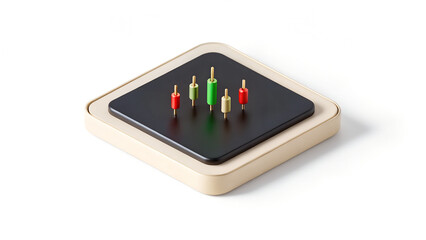 Candlestick chart model for financial analysis on black background  