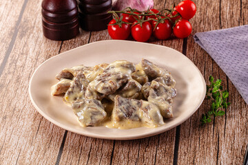 Beef stroganoff stew meat with cream