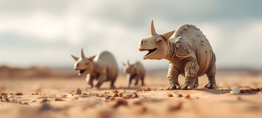 Tiny figures from life Triceratops,generative AI